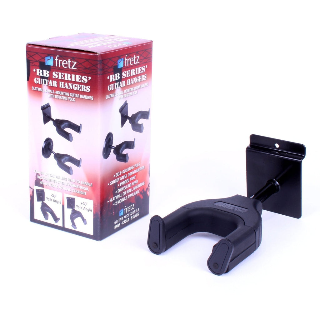 -Fretz Short Self-Securing Slatwall Guitar Hanger (Black)-Living Music