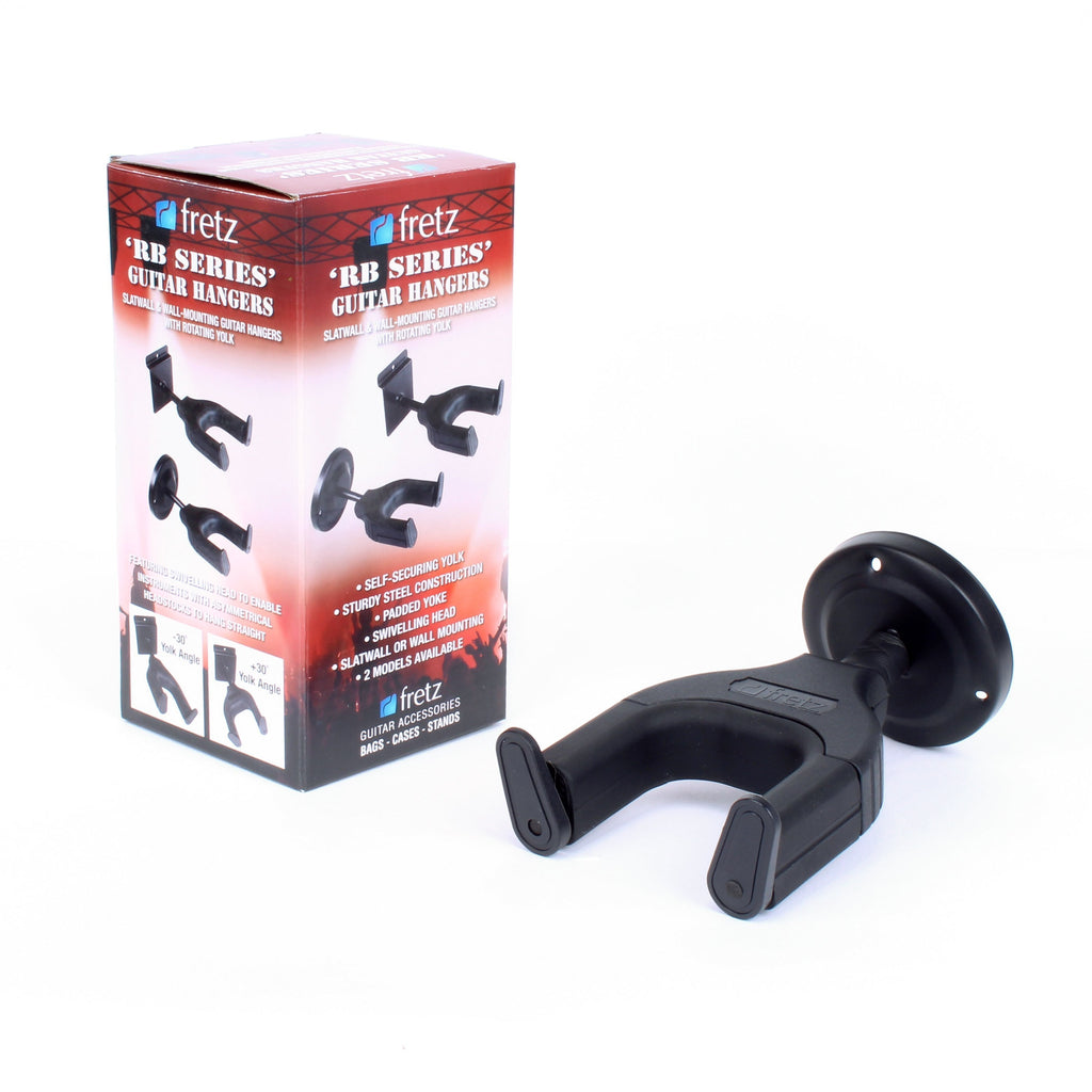 -Fretz Short Self-Securing Wall-Mounted Guitar Hanger (Black)-Living Music