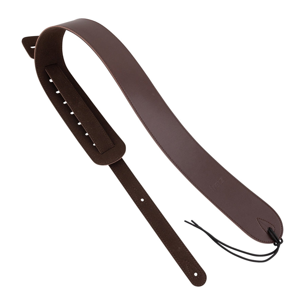 FGST-MF90-DBRN-Fretz Standard Microfribre Leather Guitar Strap (Dark Brown)-Living Music