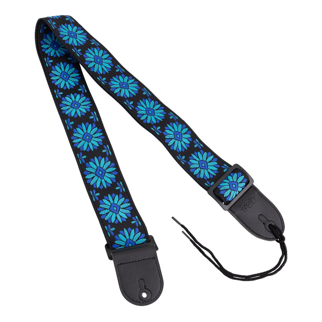 FGST-RETRO59-Fretz Woven Jacquard Polyster Guitar Strap (Cobalt)-Living Music