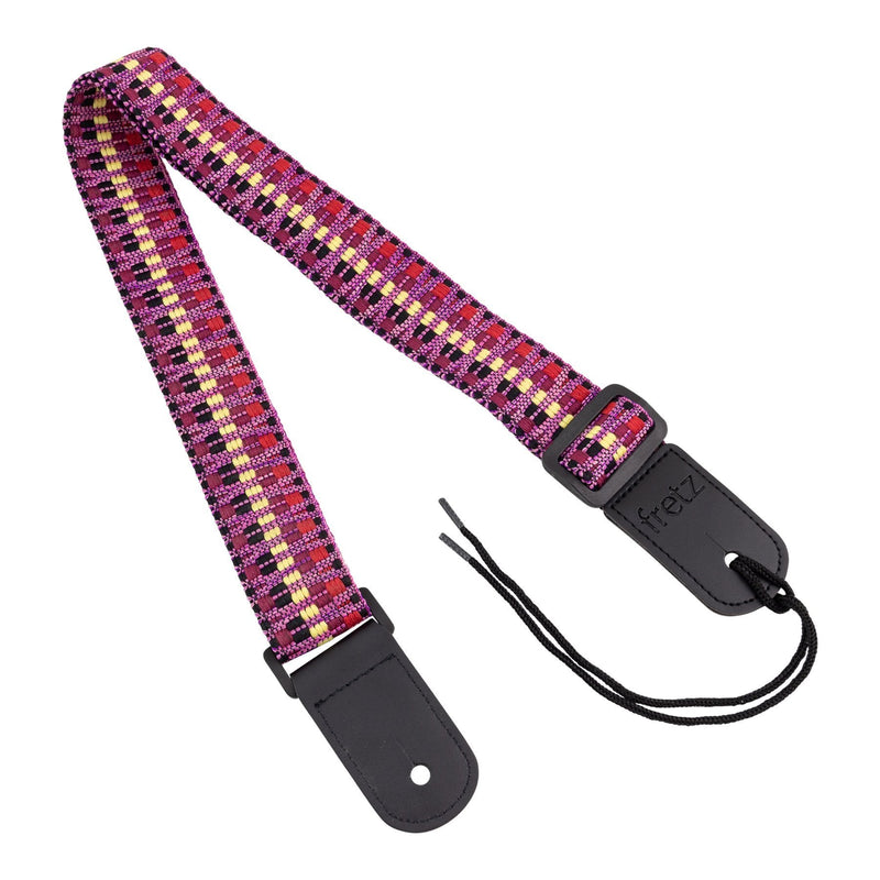 -Fretz Woven Jacquard Ukulele Strap (Magenta)-Living Music
