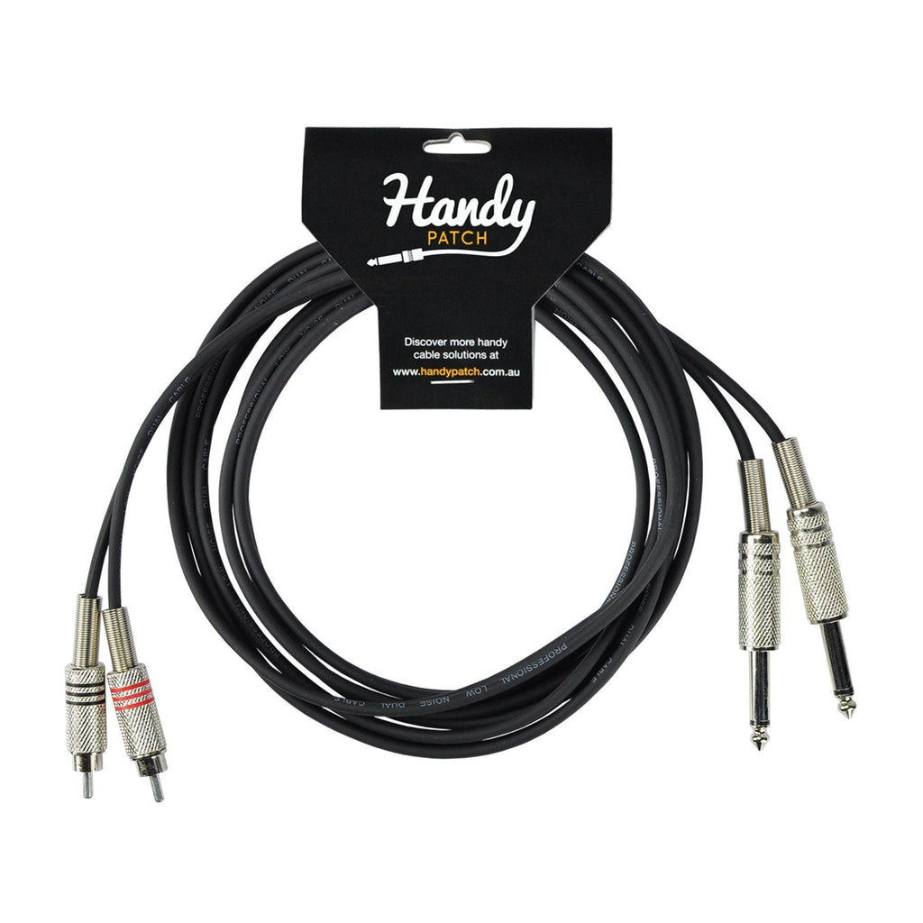 -Handy Patch Male Stereo RCA to Dual Male 1/4" Mono Cable (3m)-Living Music