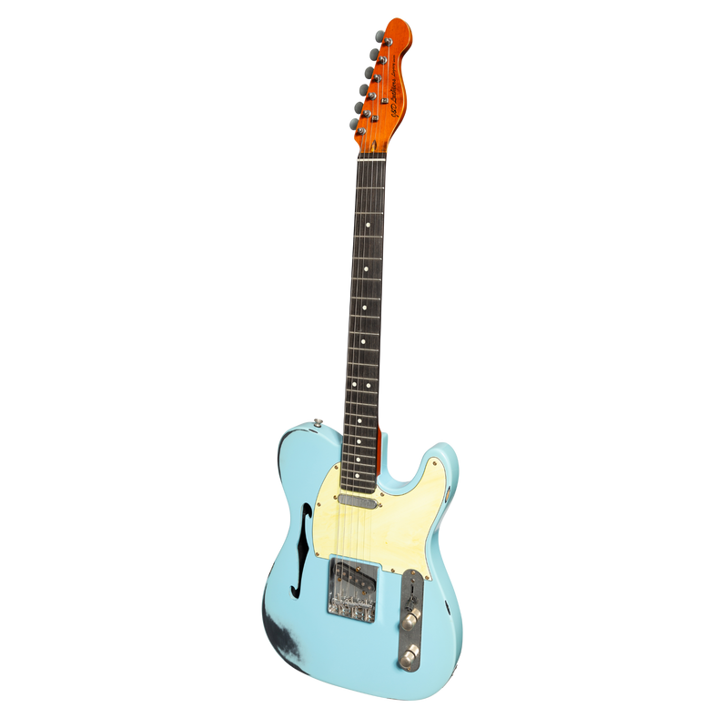 -J&D 'Legacy Series' TE-Style Thinline 'Relic' Electric Guitar (Blue)-Living Music