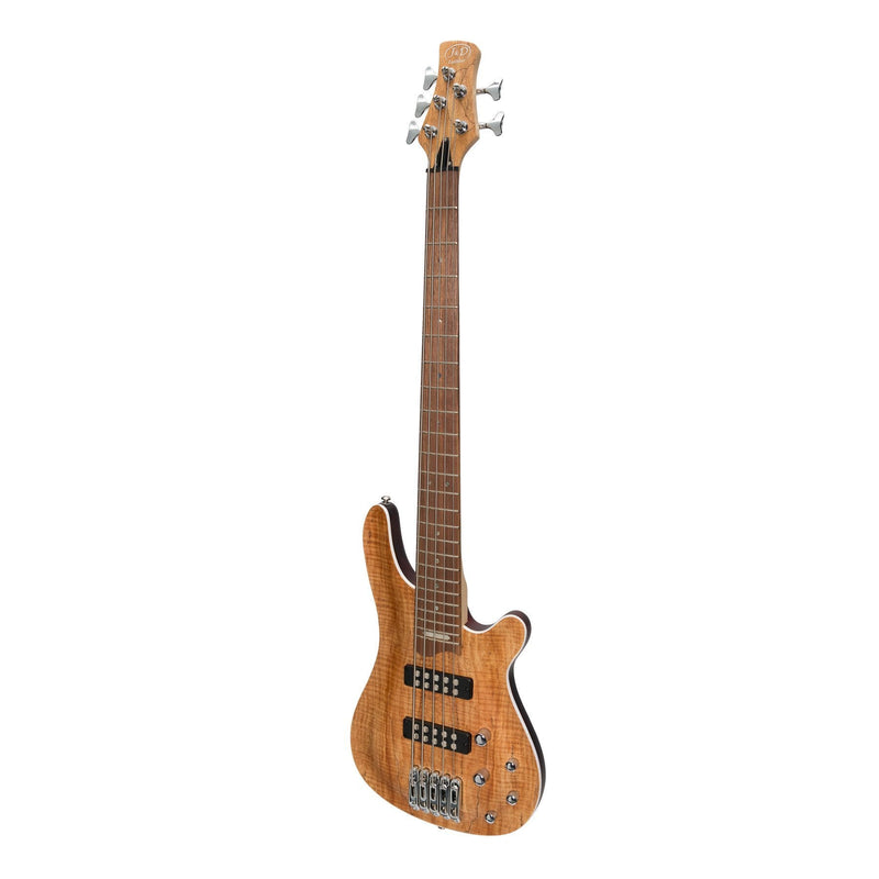 -J&D Luthiers '20 Series' 5-String Contemporary Active Electric Bass Guitar (Natural Satin)-Living Music