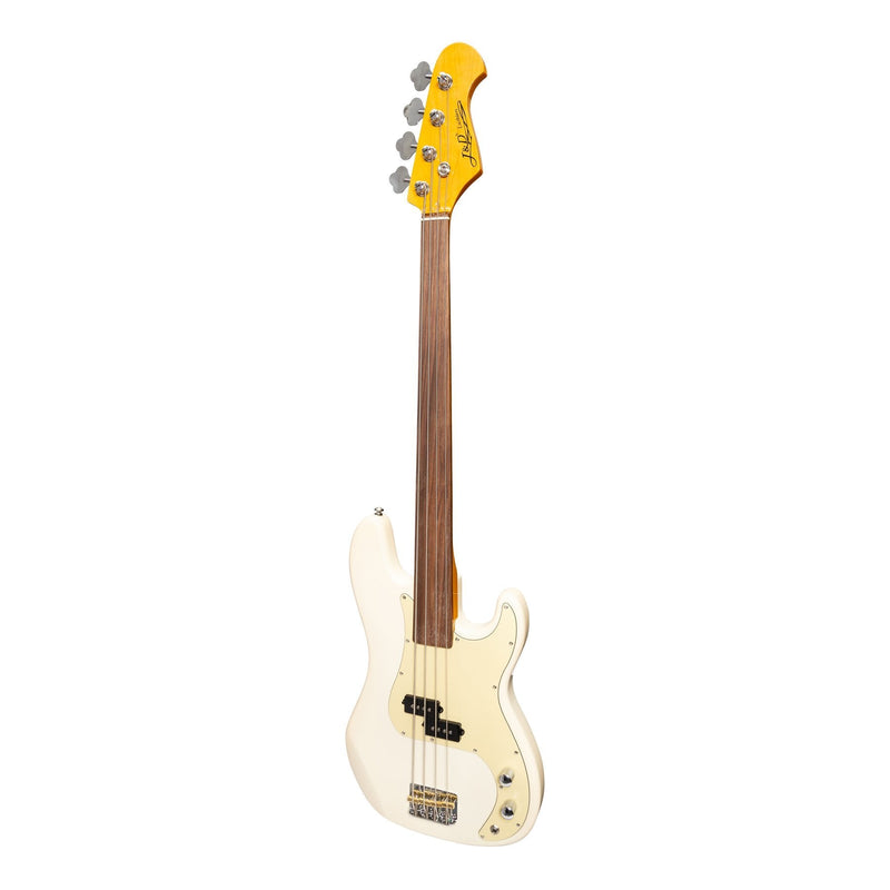 -J&D Luthiers 4-String PB-Style Fretless Electric Bass Guitar (Cream)-Living Music