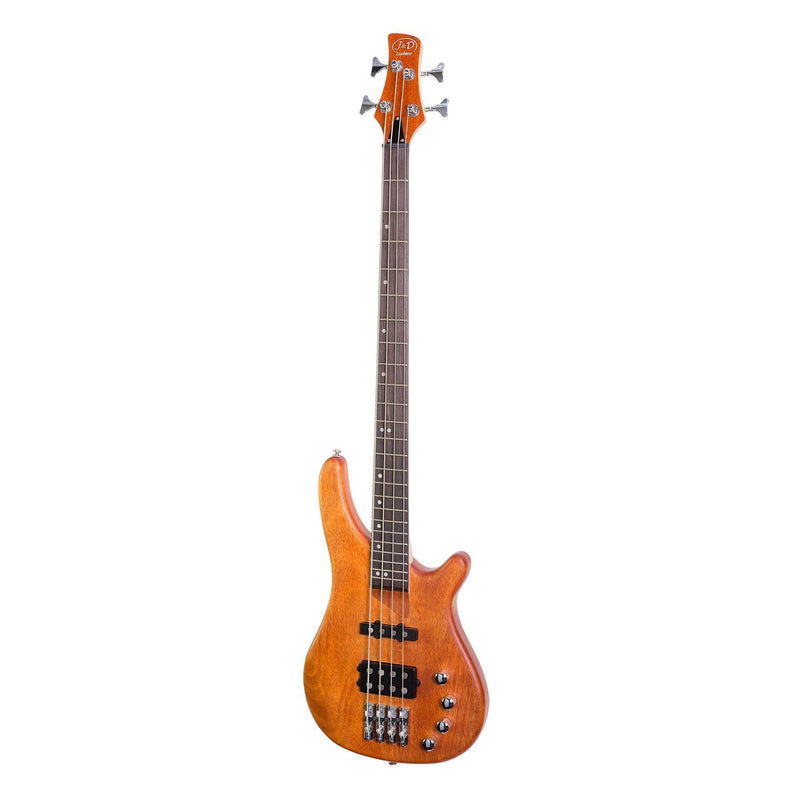 -J&D Luthiers 4-String T-Style Contemporary Active Electric Bass Guitar (Natural Satin)-Living Music