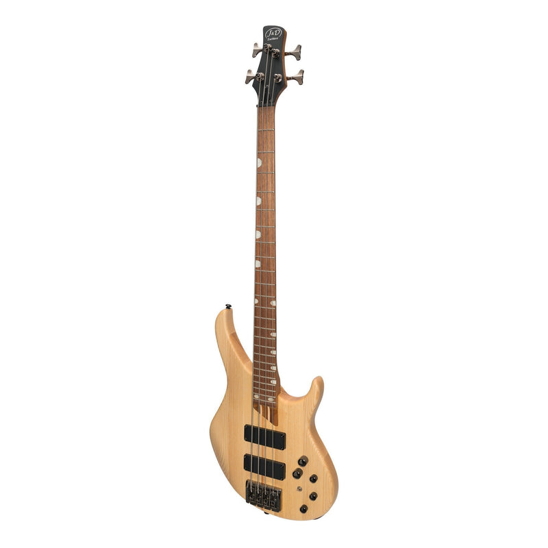-J&D Luthiers '48 Series' 4-String Contemporary Active Electric Bass Guitar (Natural Satin)-Living Music