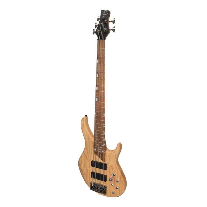 -J&D Luthiers '48 Series' 5-String Contemporary Active Electric Bass Guitar (Natural Satin)-Living Music