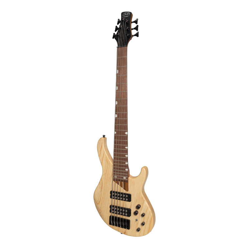 -J&D Luthiers '48 Series' 6-String Contemporary Active Electric Bass Guitar (Natural Satin)-Living Music