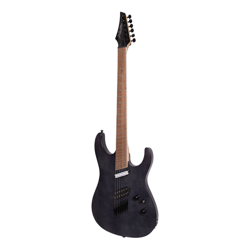 -J&D Luthiers FF60 Contemporary Multi-Scale Electric Guitar (Transparent Black)-Living Music