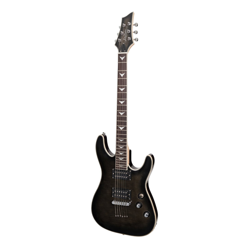 -J&D Luthiers Flame Maple Top Contemporary Electric Guitar (Transparent Black)-Living Music