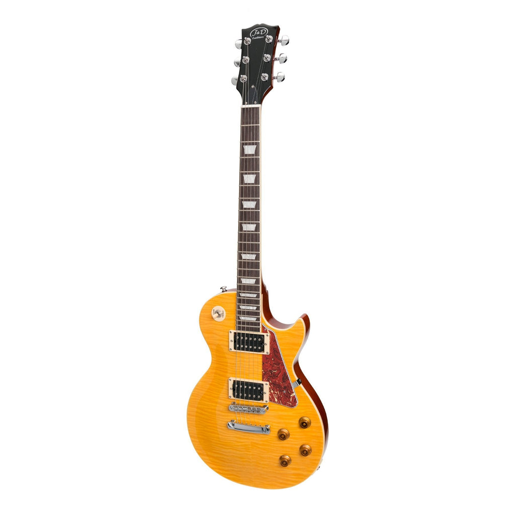 JD-LP2-TA-J&D Luthiers LP-Custom Style Electric Guitar (Transparent Amber)-Living Music