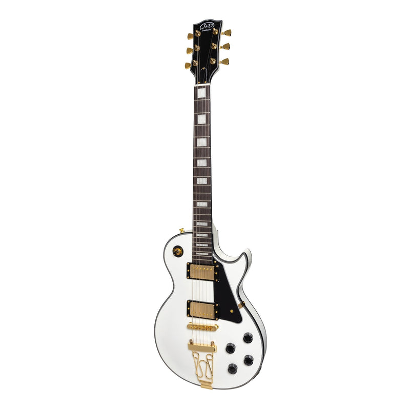 -J&D Luthiers LP-Custom Style Electric Guitar (White/Trapeze Tailpiece)-Living Music