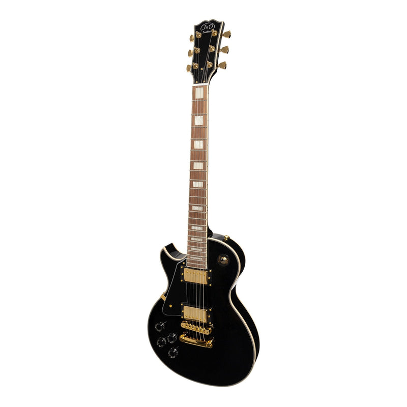 -J&D Luthiers Left Handed LP-Custom Style Electric Guitar (Black)-Living Music