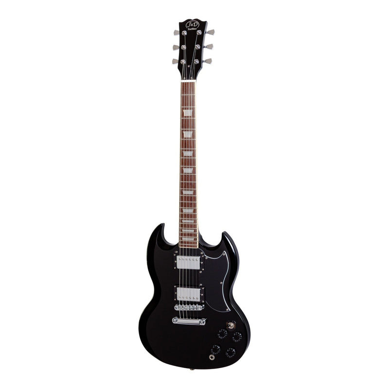 -J&D Luthiers SG-Style Electric Guitar (Black)-Living Music