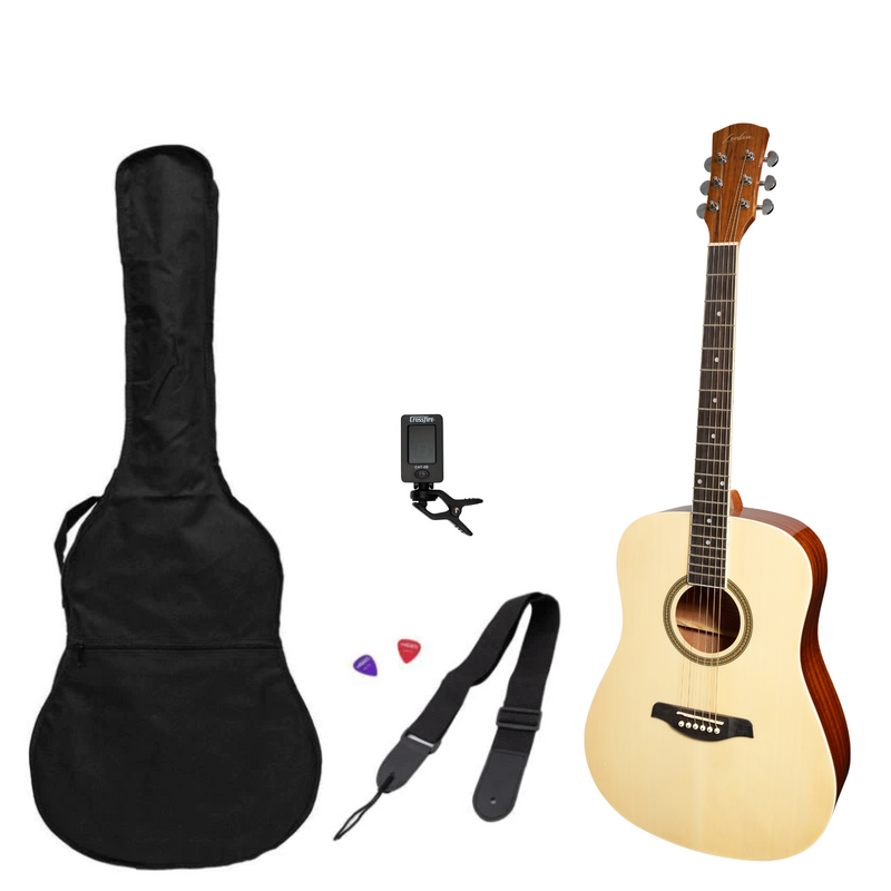 -Lorden Acoustic Dreadnought Guitar Pack (Natural Gloss)-Living Music