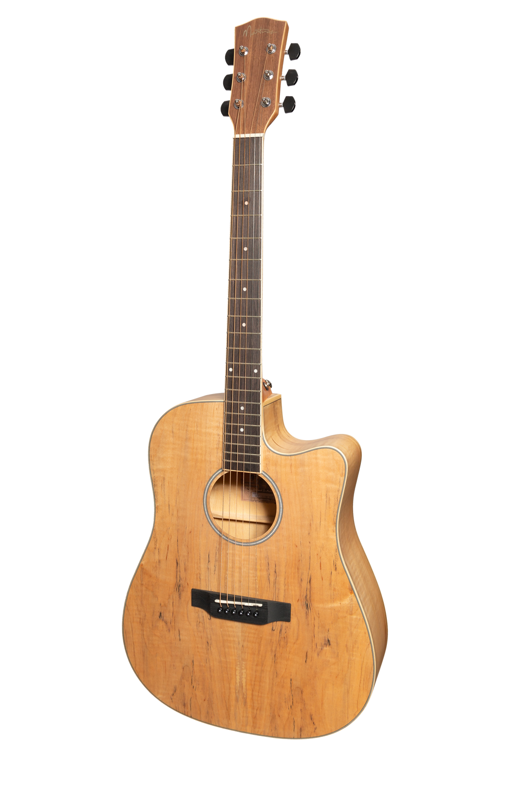 -Martinez '31 Series' Spalted Maple Acoustic-Electric Dreadnought Cutaway Guitar (Natural Satin)-Living Music