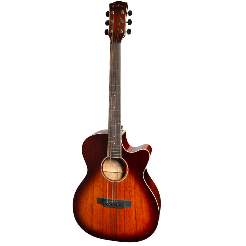 -Martinez '31 Series' Daowood Small Body Acoustic-Electric Cutaway Guitar (African Brownburst)-Living Music