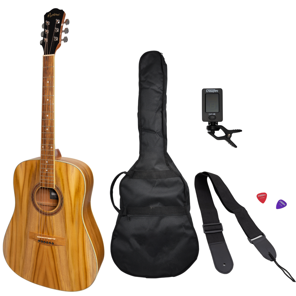 -Martinez '41 Series' Dreadnought Acoustic Guitar Pack (Jati-Teakwood)-Living Music