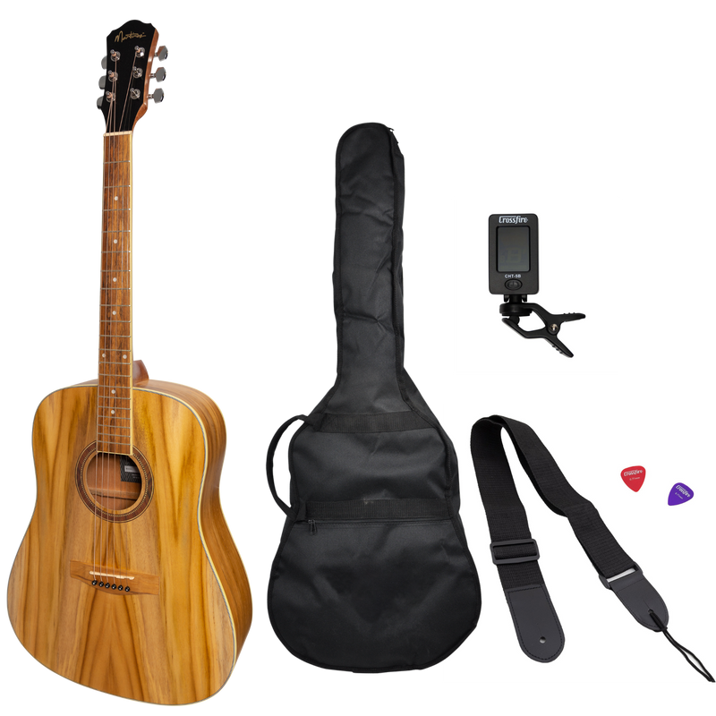 -Martinez '41 Series' Dreadnought Acoustic Guitar Pack (Jati-Teakwood)-Living Music