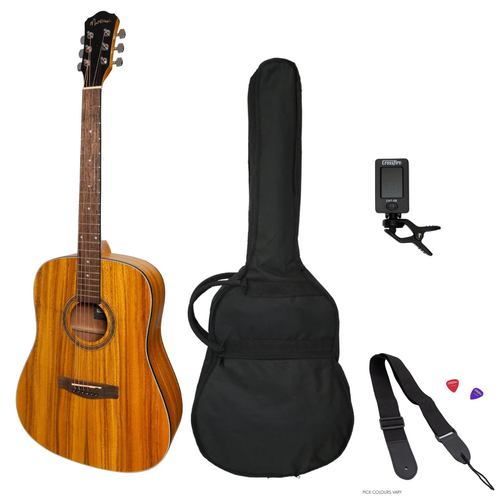 -Martinez '41 Series' Dreadnought Acoustic Guitar Pack (Koa)-Living Music