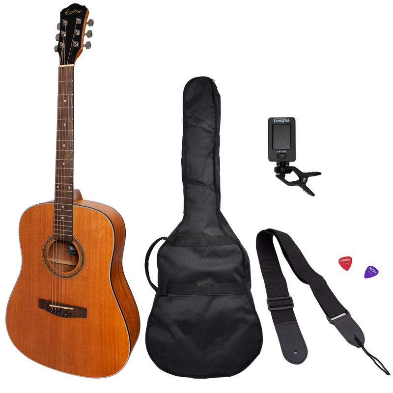 -Martinez '41 Series' Dreadnought Acoustic Guitar Pack (Mahogany)-Living Music