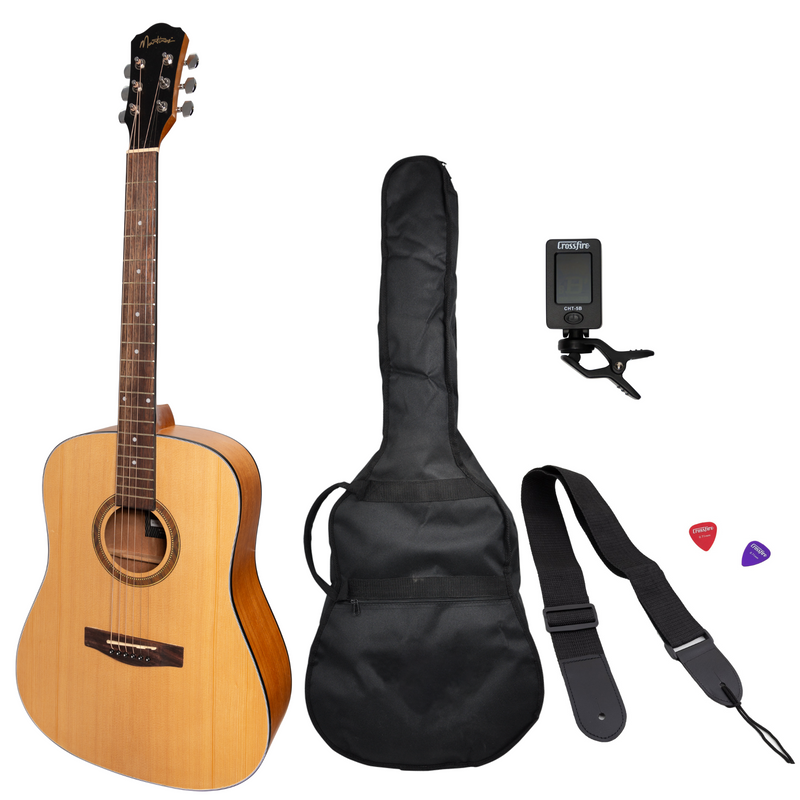 MP-D2-SM-Martinez '41 Series' Dreadnought Acoustic Guitar Pack (Spruce/Mahogany)-Living Music