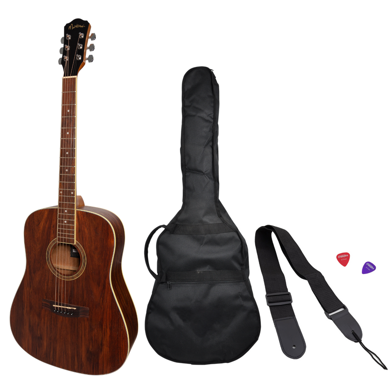 -Martinez '41 Series' Dreadnought Acoustic Guitar Pack with Built-in Tuner (Rosewood)-Living Music