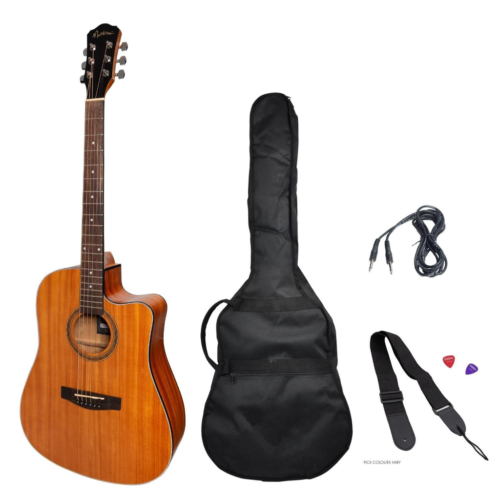 -Martinez '41 Series' Dreadnought Cutaway Acoustic-Electric Guitar Pack (Mahogany)-Living Music