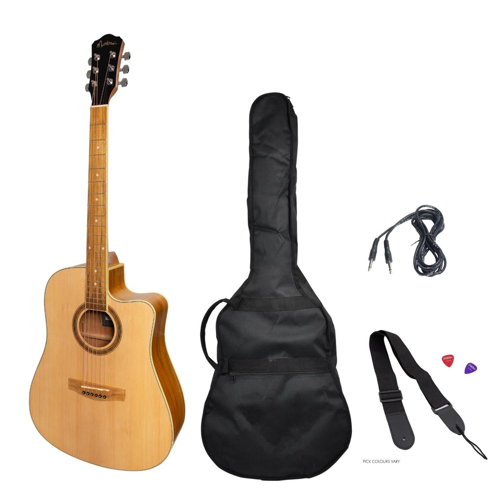 -Martinez '41 Series' Dreadnought Cutaway Acoustic-Electric Guitar Pack (Spruce/Jati-Teakwood)-Living Music