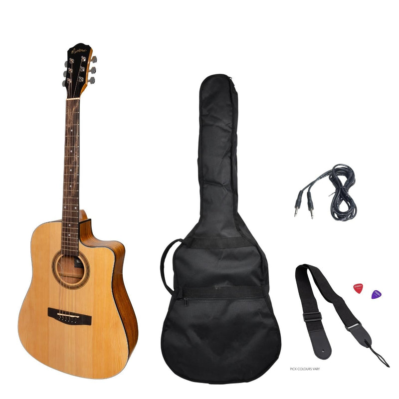 -Martinez '41 Series' Dreadnought Cutaway Acoustic-Electric Guitar Pack (Spruce/Koa)-Living Music