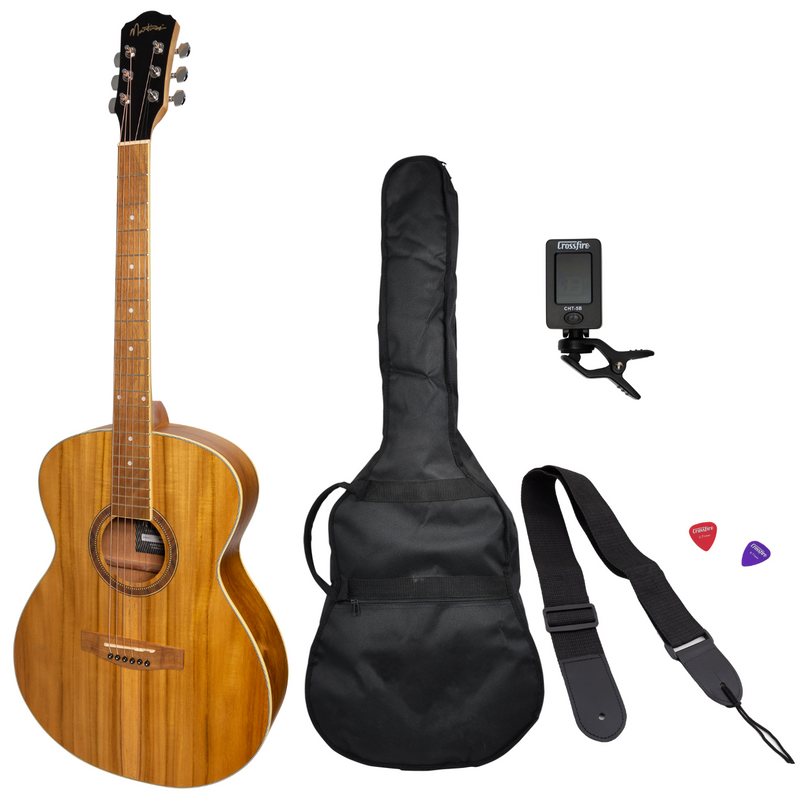 -Martinez '41 Series' Folk Size Acoustic Guitar Pack (Jati-Teakwood)-Living Music