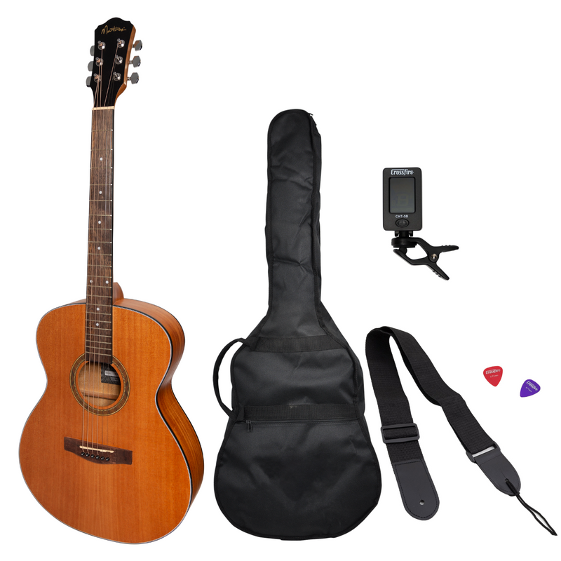 -Martinez '41 Series' Folk Size Acoustic Guitar Pack (Mahogany)-Living Music