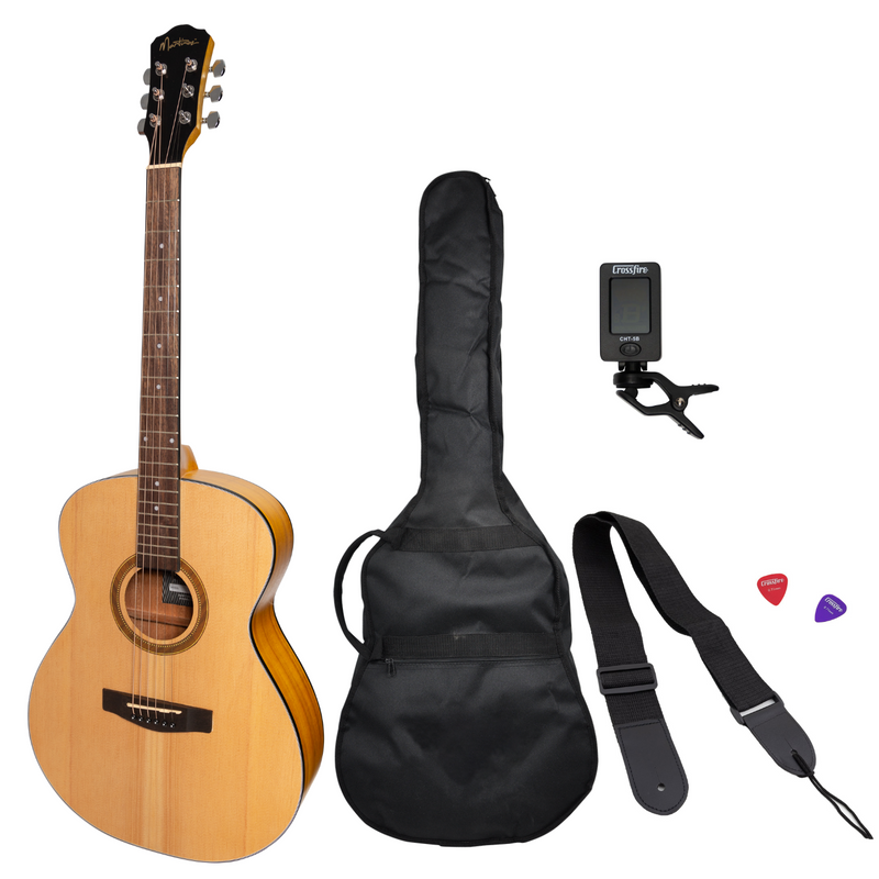 -Martinez '41 Series' Folk Size Acoustic Guitar Pack (Spruce/Koa)-Living Music