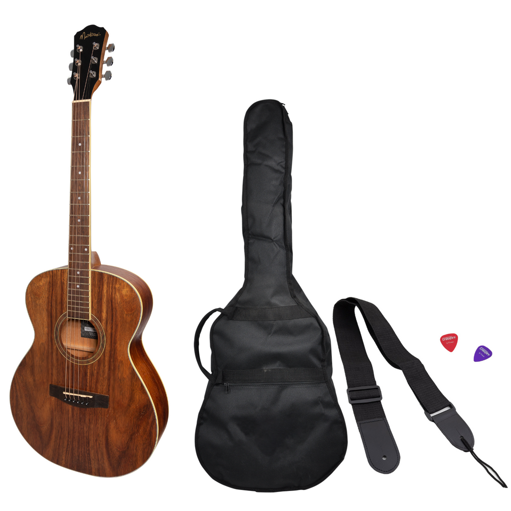 -Martinez '41 Series' Folk Size Acoustic Guitar Pack with Built-in Tuner (Rosewood)-Living Music