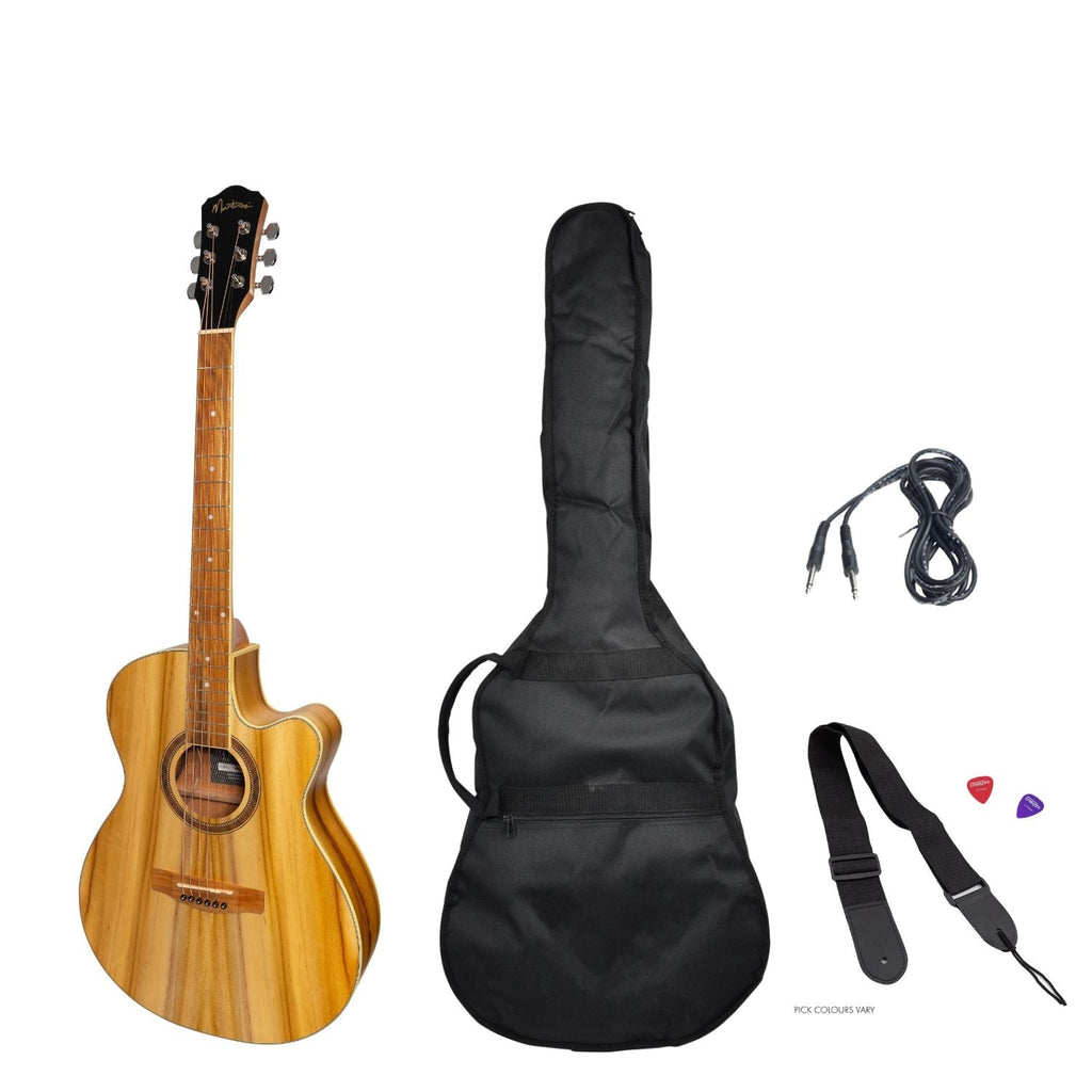 -Martinez '41 Series' Folk Size Cutaway Acoustic-Electric Guitar Pack (Jati-Teakwood)-Living Music