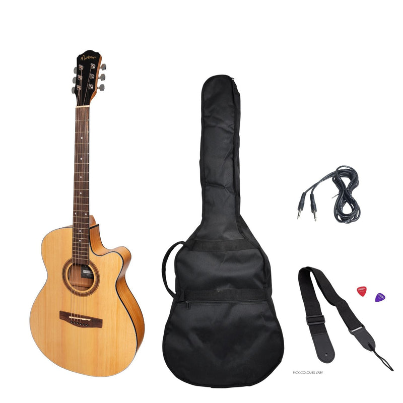 -Martinez '41 Series' Folk Size Cutaway Acoustic-Electric Guitar Pack (Spruce/Mahogany)-Living Music