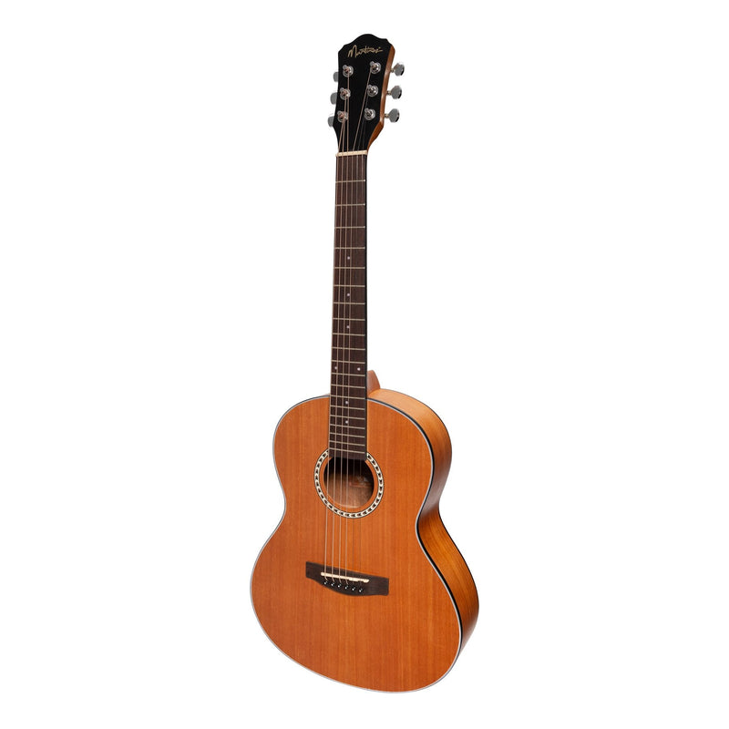 -Martinez Acoustic 'Little-Mini' Folk Guitar with Built-In Tuner (Mahogany)-Living Music