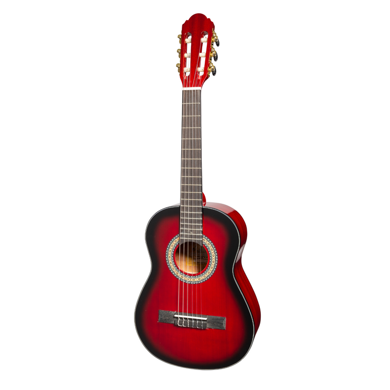 -Martinez G-Series 1/2 Size Student Classical Guitar with Built In Tuner (Trans Wine Red-Gloss)-Living Music