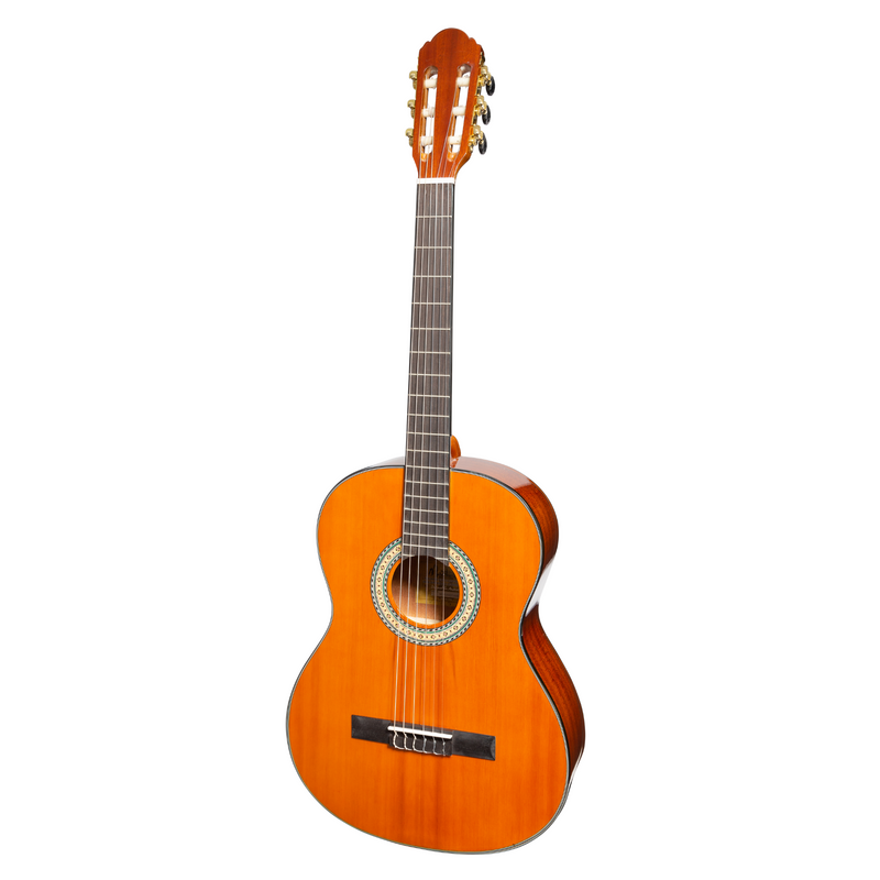 -Martinez G-Series Full Size Electric Classical Guitar with Tuner (Amber-Gloss)-Living Music