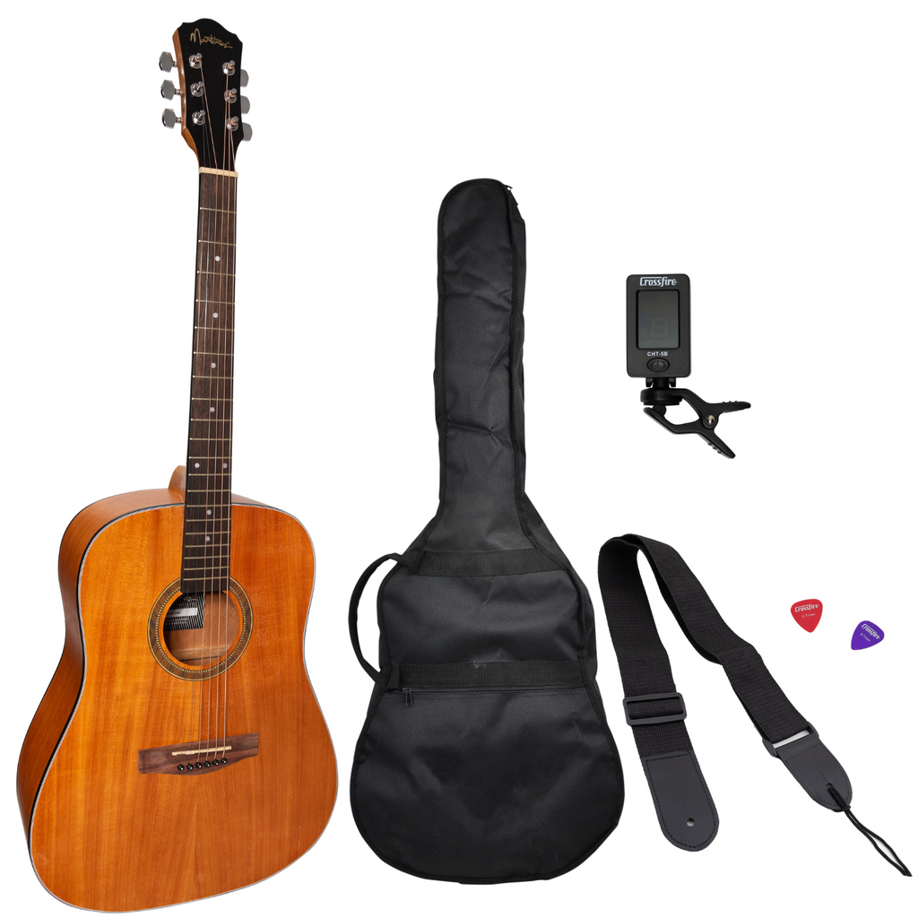 -Martinez Left Hand '41 Series' Dreadnought Acoustic Guitar Pack (Mahogany)-Living Music