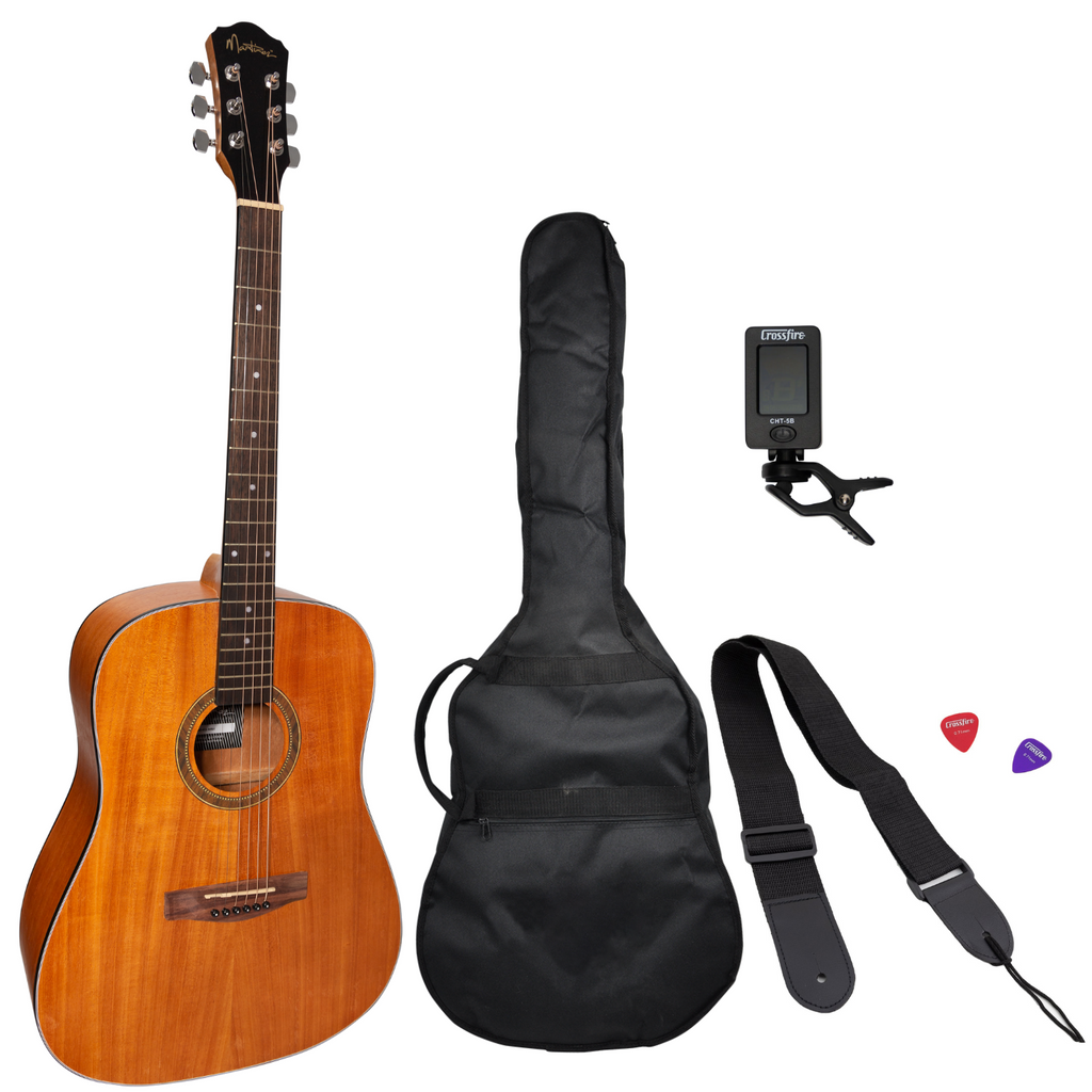 MP-D2L-MAH-Martinez Left Hand '41 Series' Dreadnought Acoustic Guitar Pack (Mahogany)-Living Music