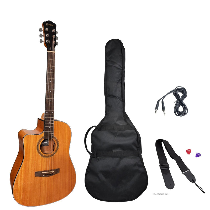 -Martinez Left Hand '41 Series' Dreadnought Cutaway Acoustic-Electric Guitar Pack (Mahogany)-Living Music