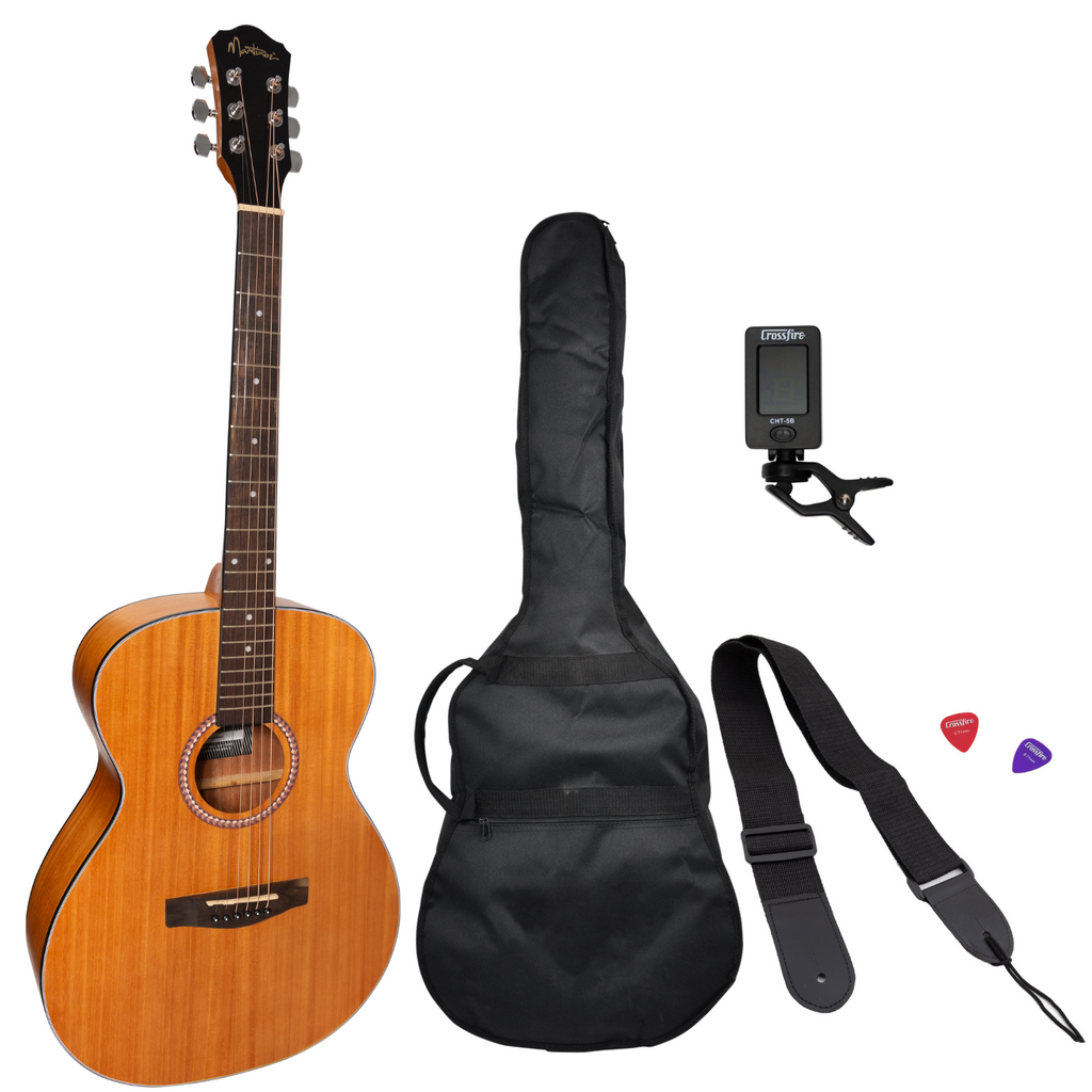 -Martinez Left Hand '41 Series' Folk Size Acoustic Guitar Pack (Mahogany)-Living Music