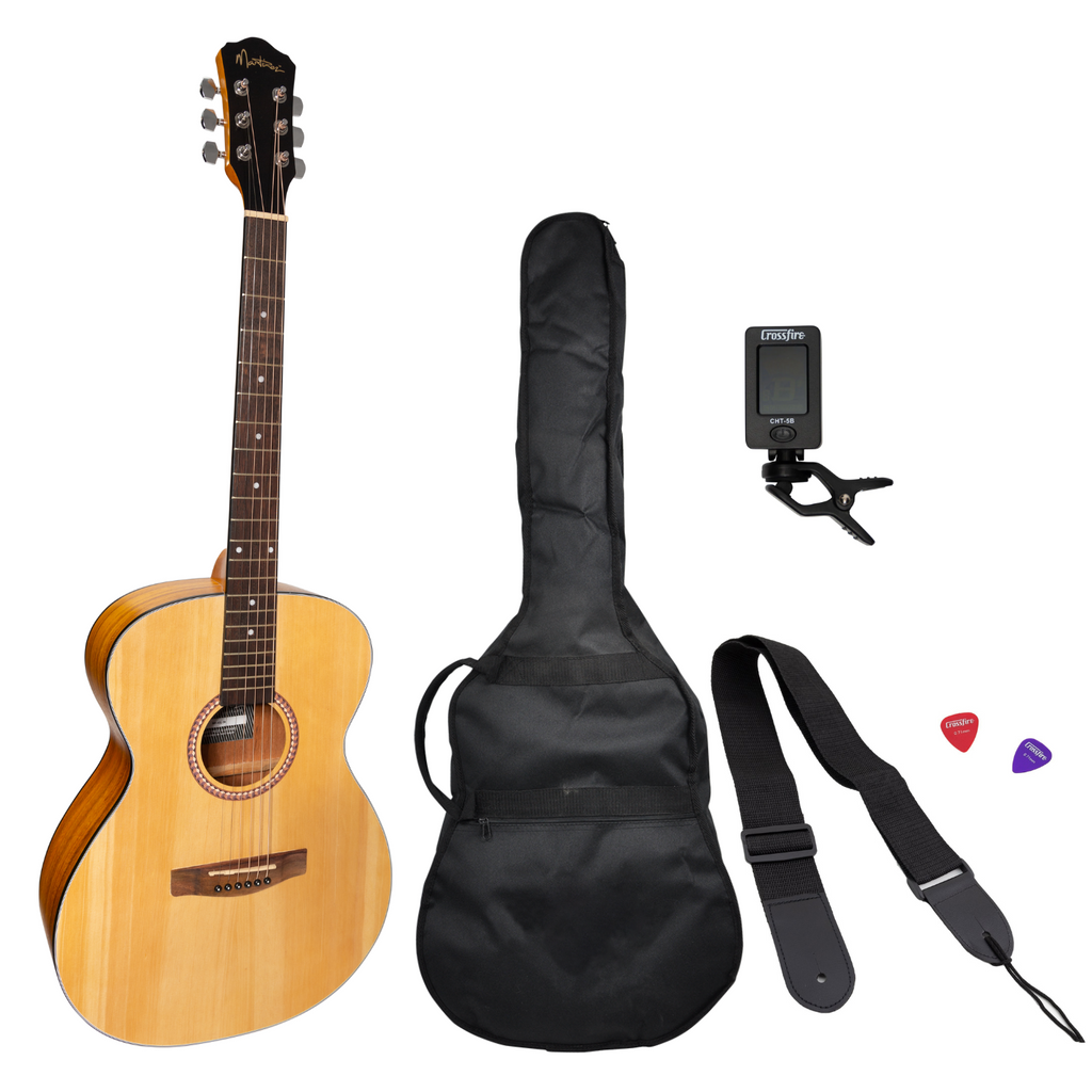-Martinez Left Hand '41 Series' Folk Size Acoustic Guitar Pack (Spruce/Koa)-Living Music