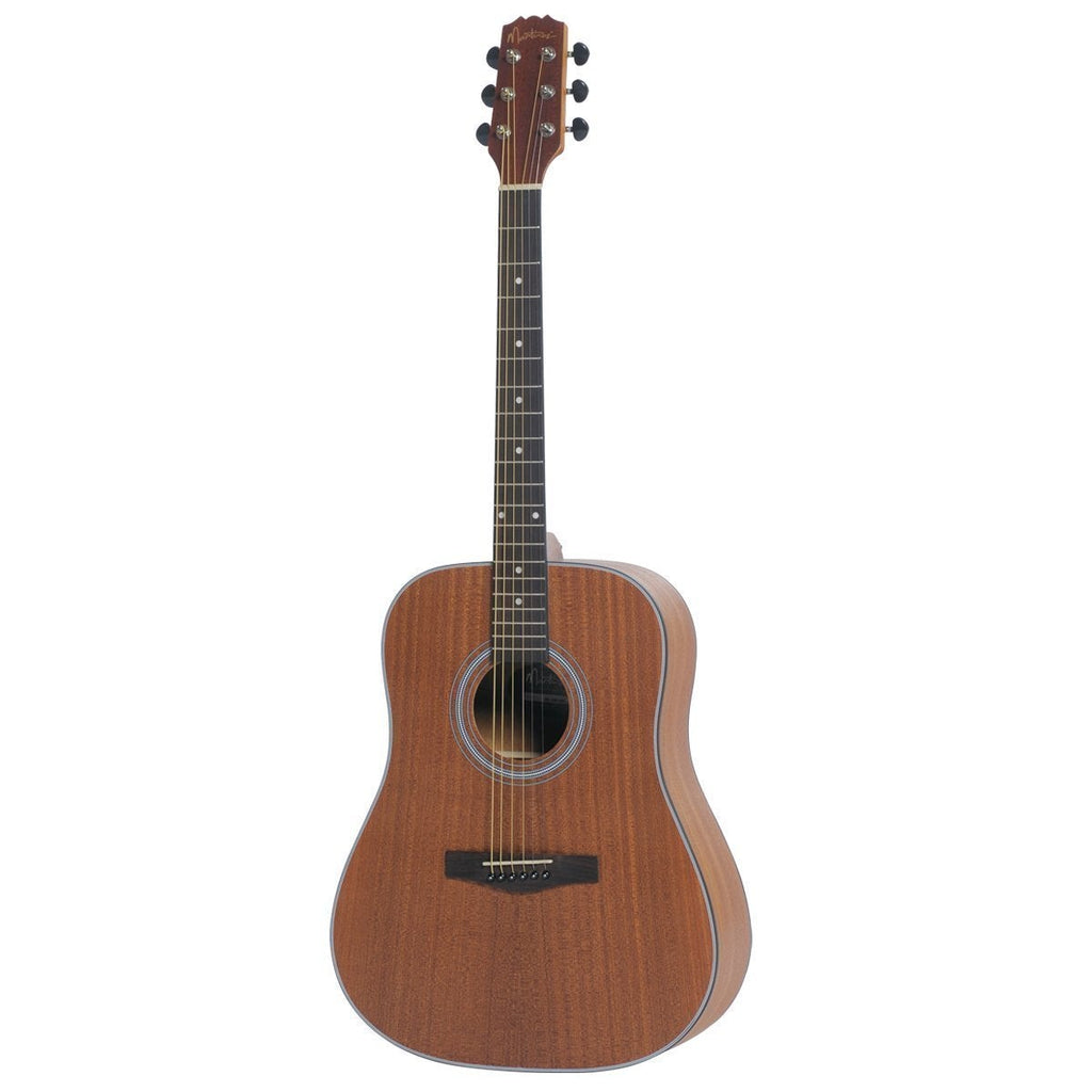 -Martinez 'Mahogany Series' Mahogany Acoustic Dreadnought Guitar (Natural Satin)-Living Music