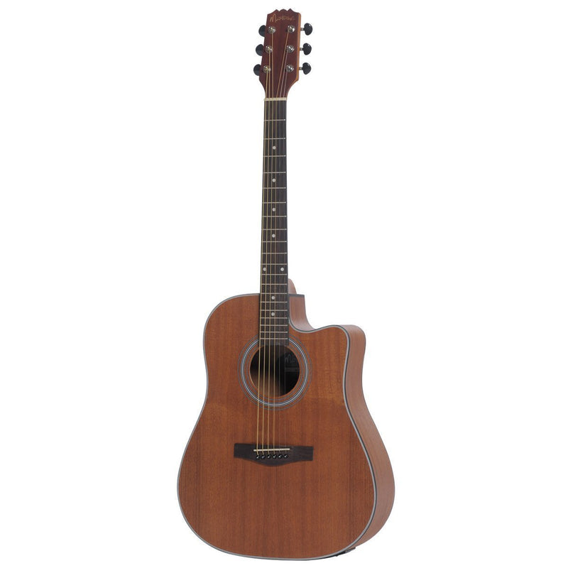 -Martinez 'Mahogany Series' Mahogany Acoustic-Electric Dreadnought Cutaway Guitar (Natural Satin)-Living Music