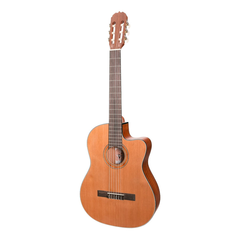 -Martinez 'Natural Series' Cedar Top Acoustic-Electric Classical Cutaway Guitar (Open Pore)-Living Music