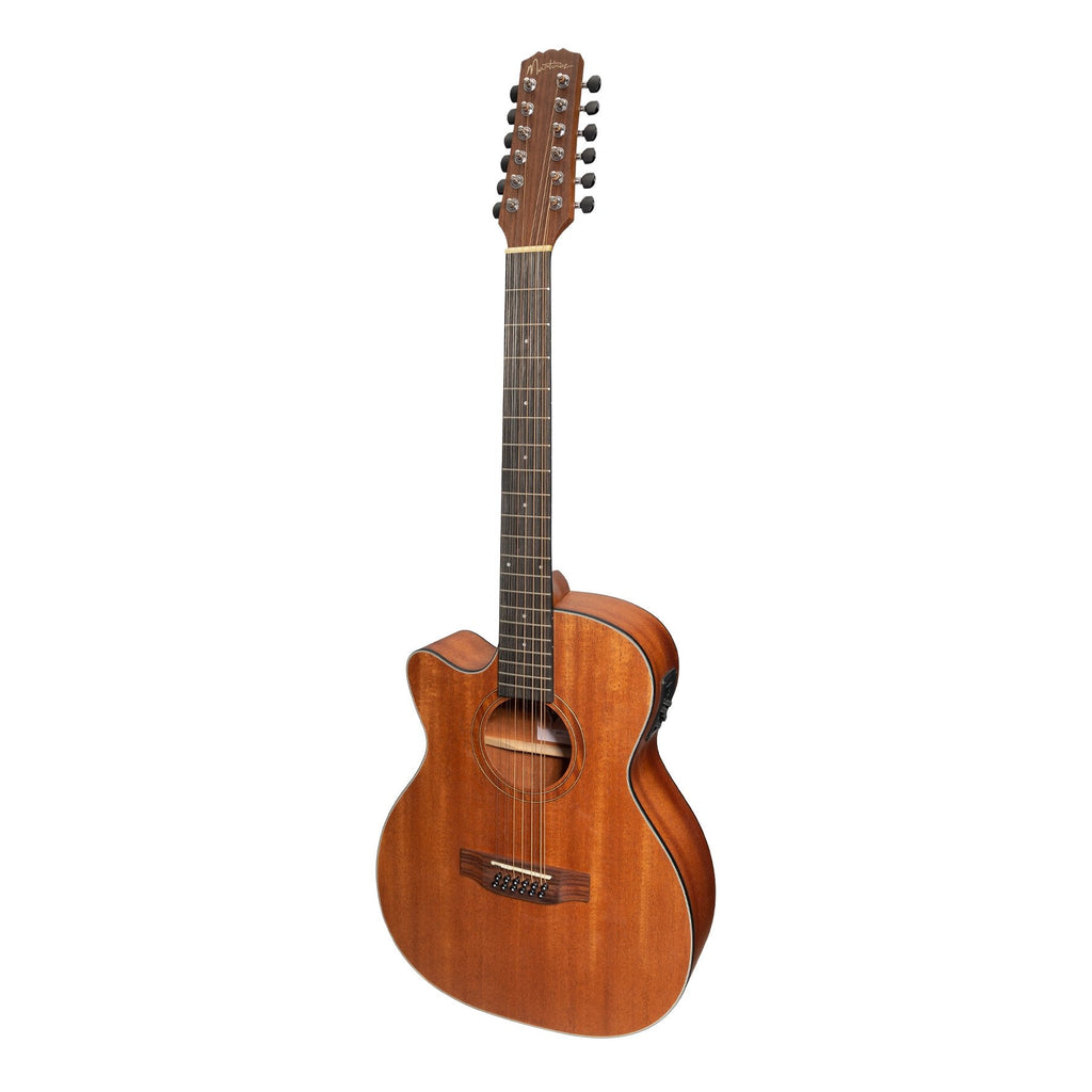 -Martinez 'Natural Series' Left Handed Mahogany Top 12-String Acoustic-Electric Small Body Cutaway Guitar (Open Pore)-Living Music