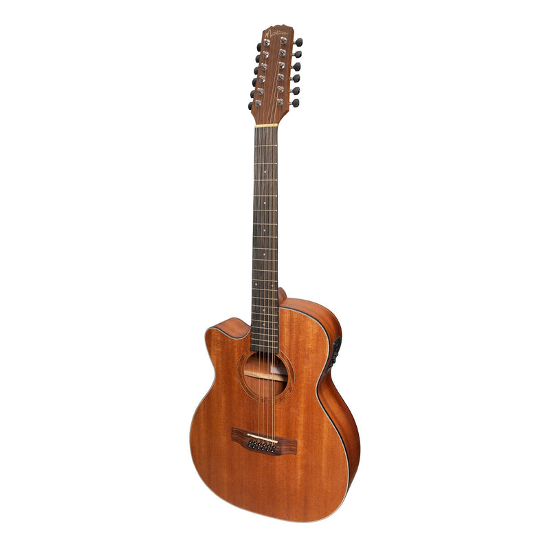 -Martinez 'Natural Series' Left Handed Mahogany Top 12-String Acoustic-Electric Small Body Cutaway Guitar (Open Pore)-Living Music